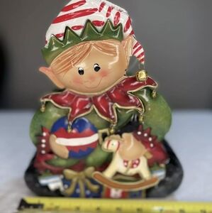 Home Interiors Christmas Elf Metal Tin Candle Holder Handle Lantern